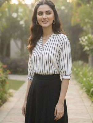 Floral Print Mandarin Collar Top 5