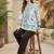 Floral Print Mandarin Collar Top