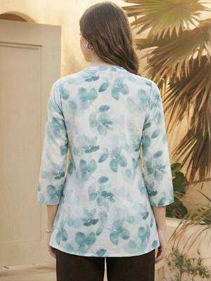 Floral Print Mandarin Collar Top 5