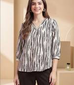 Print Puff Sleeve Satin Blend Top