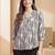 Print Puff Sleeve Satin Blend Top