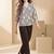 Print Puff Sleeve Satin Blend Top
