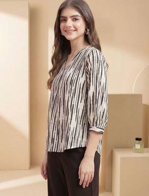 Print Puff Sleeve Satin Blend Top 5