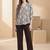 Print Puff Sleeve Satin Blend Top