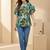 Floral Print Bishop Sleeves Satin Blend Top