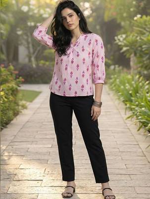 Print Puff Sleeve Ethnic Top 1