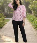 Print Puff Sleeve Ethnic Top