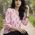 Print Puff Sleeve Ethnic Top