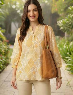 Floral Print Mandarin Collar Top 1