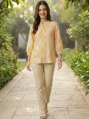Floral Print Mandarin Collar Top 2
