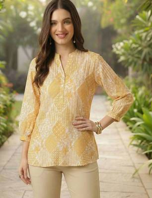 Floral Print Mandarin Collar Top 5