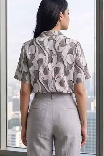 white print satin top