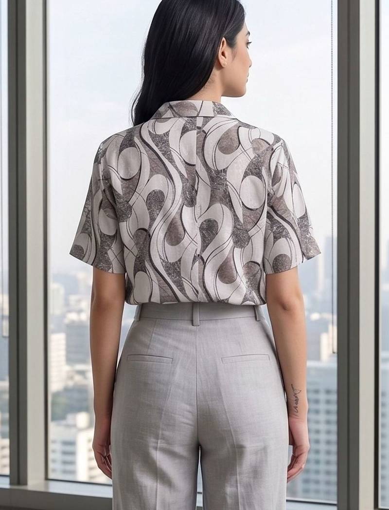 white print satin top