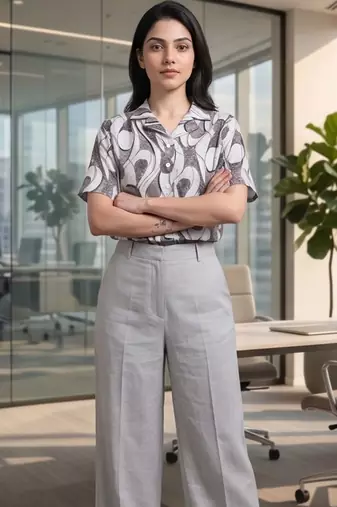 white print satin top
