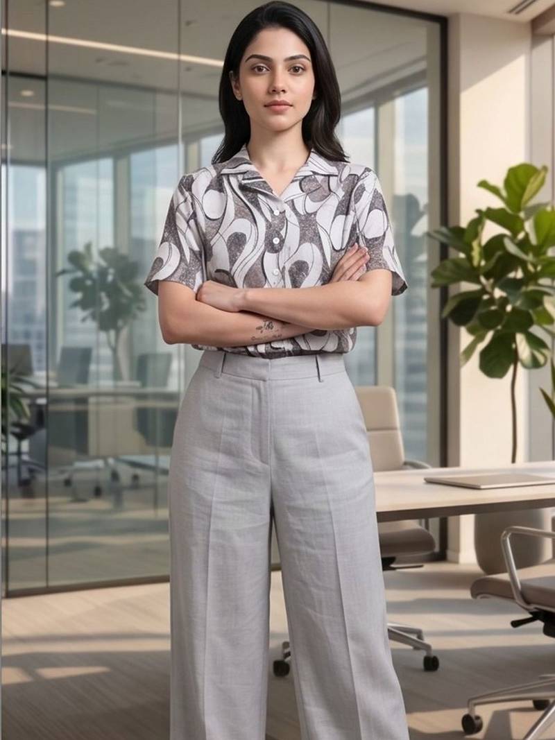 white print satin top