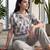 white print satin top