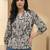 Print Puff Sleeve Satin Blend Top