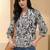 Print Puff Sleeve Satin Blend Top