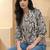 Print Puff Sleeve Satin Blend Top