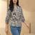 Print Puff Sleeve Satin Blend Top
