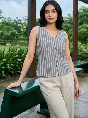 grey striped top 1