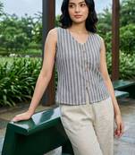 grey striped top