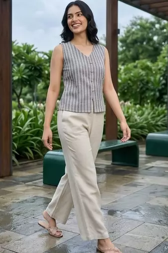 grey striped top