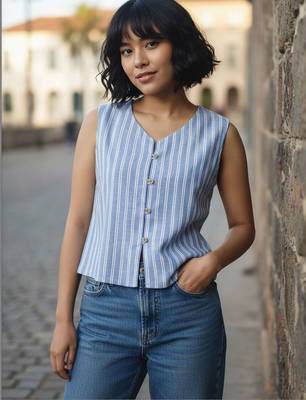 blue striped top 1