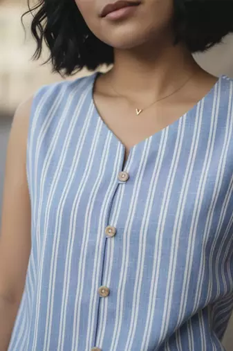blue striped top