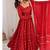 Red embroidery chinon silk full stitched anarkali suit