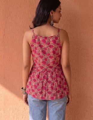 pink floral print a-line top 3