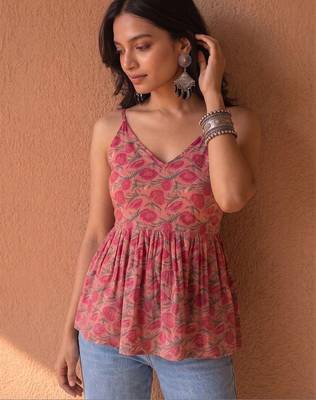 pink floral print a-line top 5