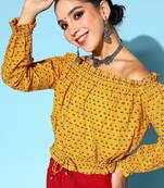 Stylish Mustard Ethnic Motifs Vacay Attire