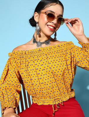 Stylish Mustard Ethnic Motifs Vacay Attire 2
