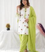 White embroidery cameric cotton full stitched farshi salwar