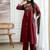 Maroon Printed Kurta Pant Set with Multicolor Printed Dupatta