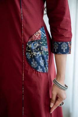 Maroon Printed Kurta Pant Set with Multicolor Printed Dupatta 5