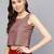 Women Grey & Red Striped Top