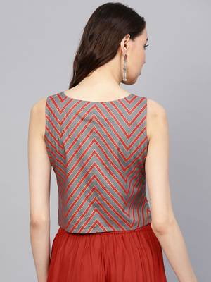 Women Grey & Red Striped Top 4