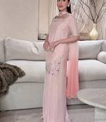 Baby pink embroidery frendy full stitched sarara plazo