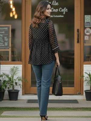 black geometric print top 2