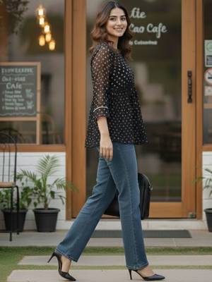 black geometric print top 3