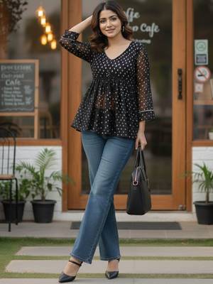 black geometric print top 4