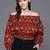 Red & Black Print Off-Shoulder Crop Top
