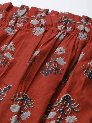 Red & Black Print Off-Shoulder Crop Top 2