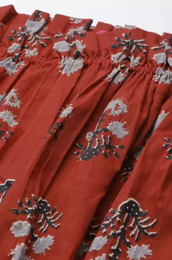 Red & Black Print Off-Shoulder Crop Top