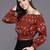 Red & Black Print Off-Shoulder Crop Top