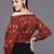 Red & Black Print Off-Shoulder Crop Top