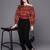 Red & Black Print Off-Shoulder Crop Top