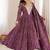 Wine purple bandhej printed anarkali kurta set with heavy mirror embroidery & dupatta